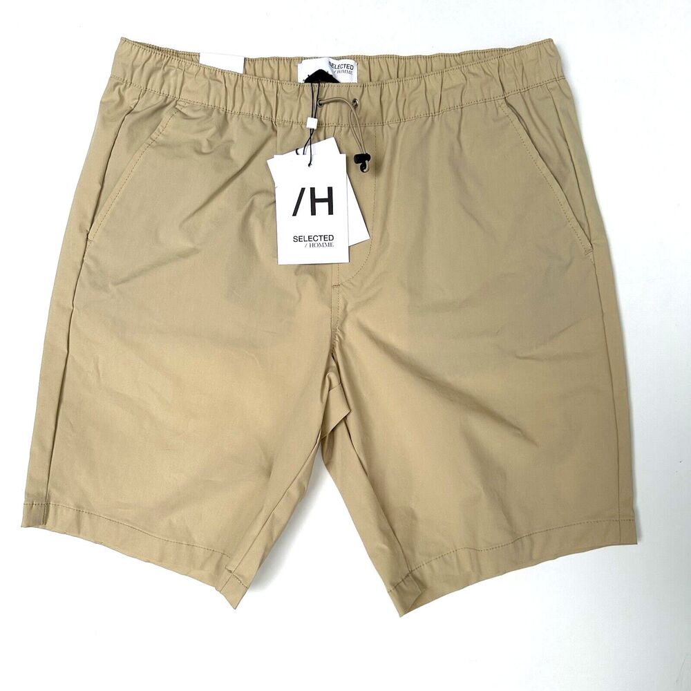 Selected Homme Brady Nylon Flex Shorts Mens Size L Safari Khaki Gorpcore Preppy